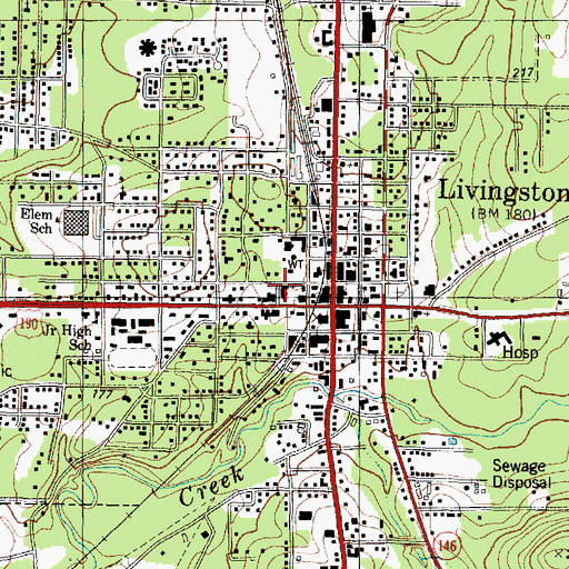 Topographic Map of Livingston City Hall, TX