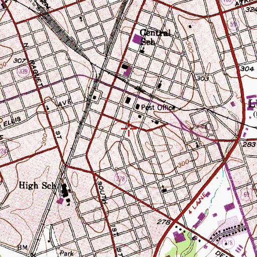 Topographic Map of Lufkin City Hall, TX