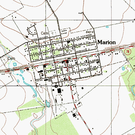 Topographic Map of Marion City Hall, TX