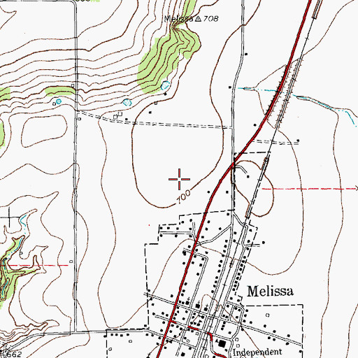 Topographic Map of Melissa City Hall, TX
