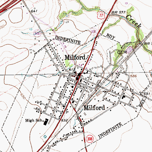 Topographic Map of Milford City Hall, TX