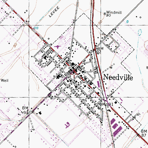 Topographic Map of Needville City Hall, TX