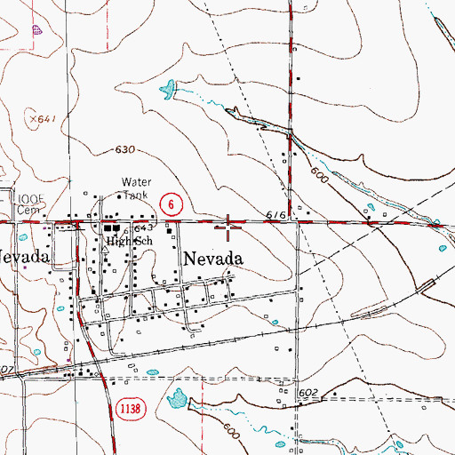 Topographic Map of Nevada City Hall, TX