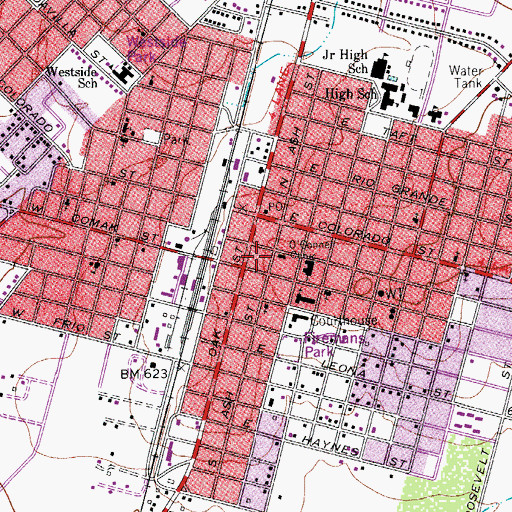 Topographic Map of Pearsall City Hall, TX