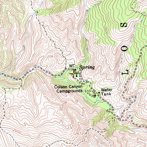 Topographic Map of Colson Canyon Campgrounds, CA