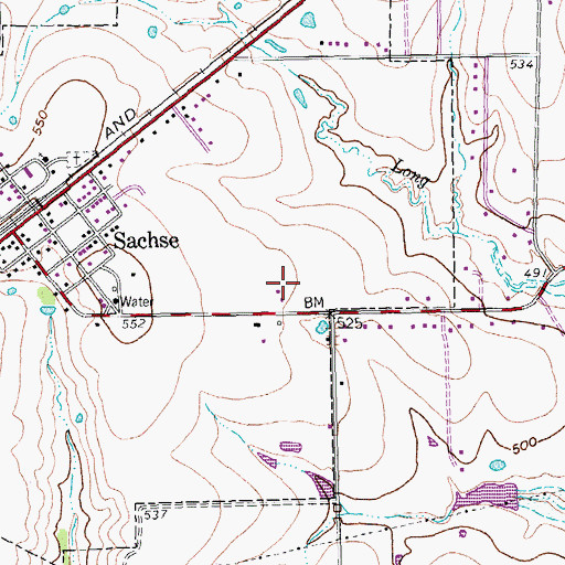 Topographic Map of Sachse City Hall, TX