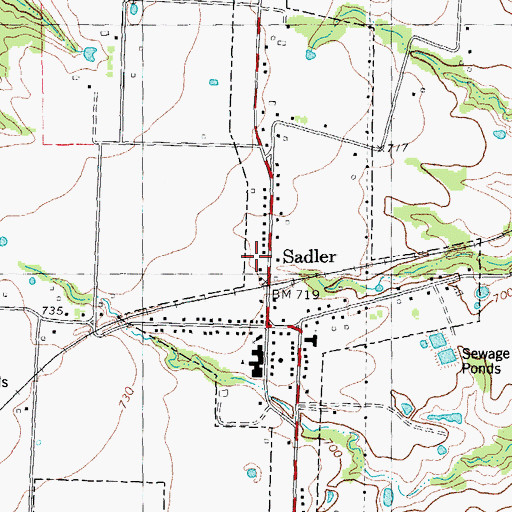 Topographic Map of Sadler City Hall, TX