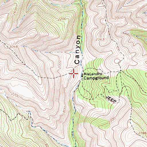 Topographic Map of Alejandro Campground, CA