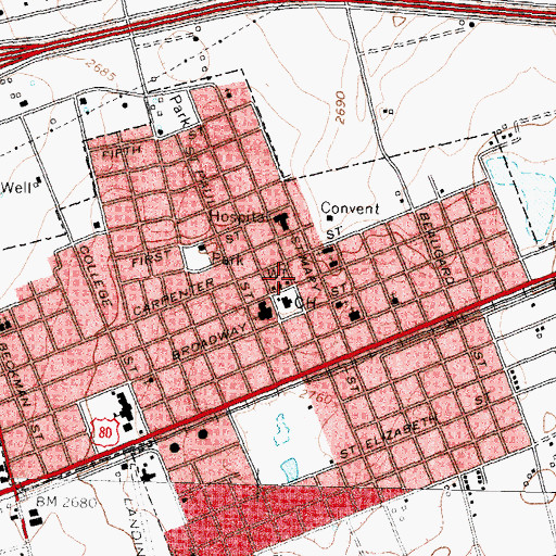 Topographic Map of Stanton City Hall, TX