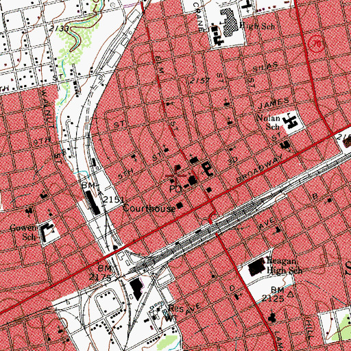 Topographic Map of Sweetwater City Hall, TX