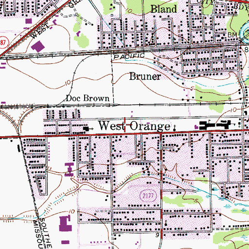 Topographic Map of West Orange City Hall, TX