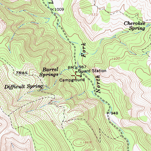 Topographic Map of Barrel Springs Recreation Site, CA