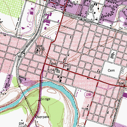 Topographic Map of Wharton City Hall, TX