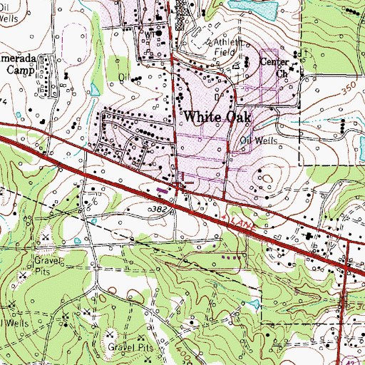 Topographic Map of White Oak Municipal Building, TX