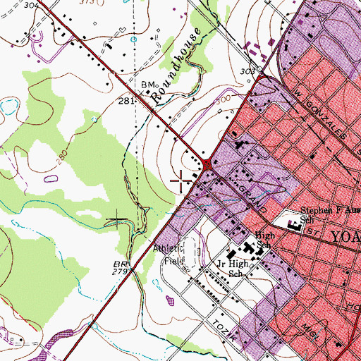 Topographic Map of Yoakum City Hall, TX