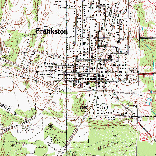 Topographic Map of Frankston City Hall, TX