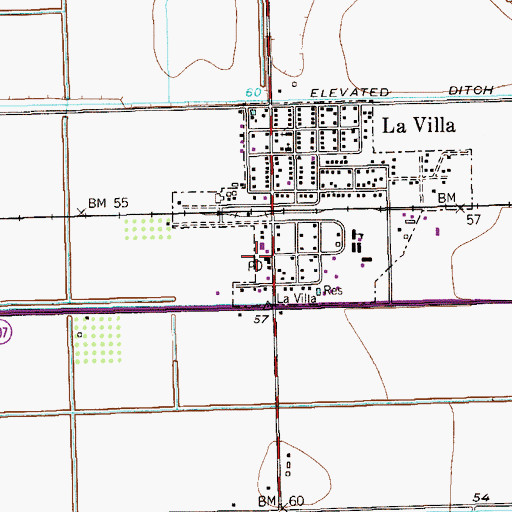 Topographic Map of La Villa City Hall, TX