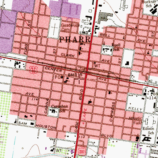 Topographic Map of Pharr City Hall, TX