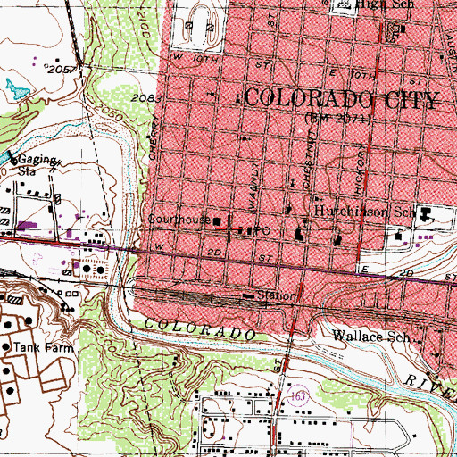 Topographic Map of Colorado City City Hall, TX