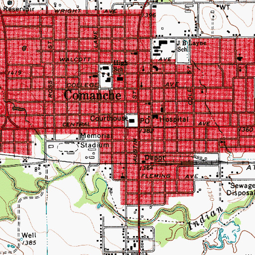 Topographic Map of Comanche City Hall, TX