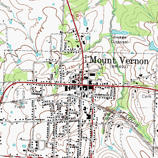 Topographic Map of Mount Vernon City Hall, TX