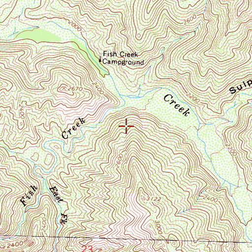 Topographic Map of Fish Creek Campground, CA