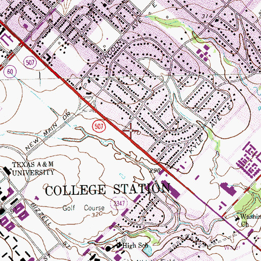Topographic Map of College Station City Hall, TX