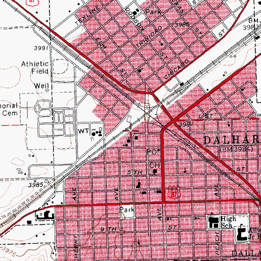 Topographic Map of Dalhart City Hall, TX