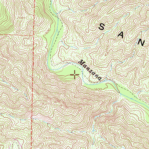 Topographic Map of Coldwater Campground, CA