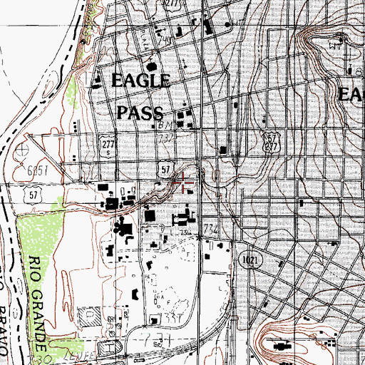 Topographic Map of Eagle Pass City Hall, TX