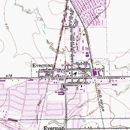Topographic Map of Everman City Hall, TX