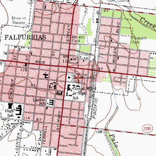 Topographic Map of Falfurius Municipal Building, TX