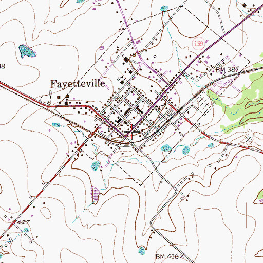 Topographic Map of Fayetteville City Hall, TX