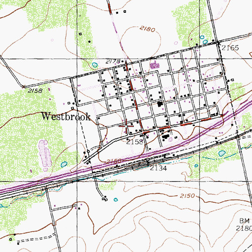 Topographic Map of Westbrook City Hall, TX