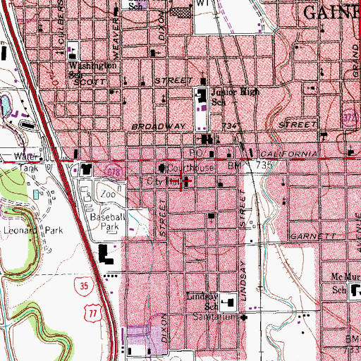 Topographic Map of Gainesville Municipal Building, TX