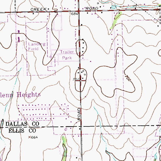 Topographic Map of Glenn Heights City Hall, TX