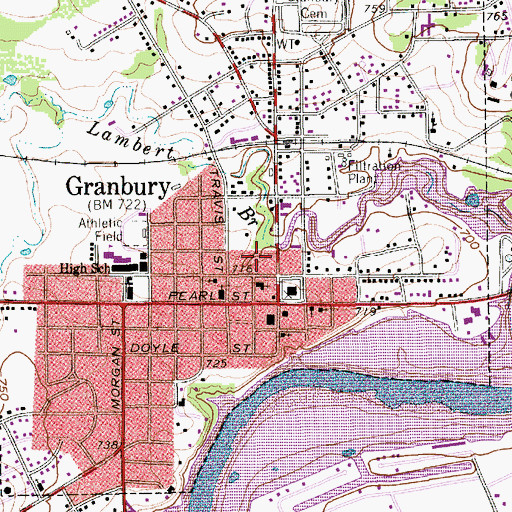 Topographic Map of Granbury City Hall, TX