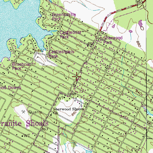 Topographic Map of Granite Shoals City Hall, TX