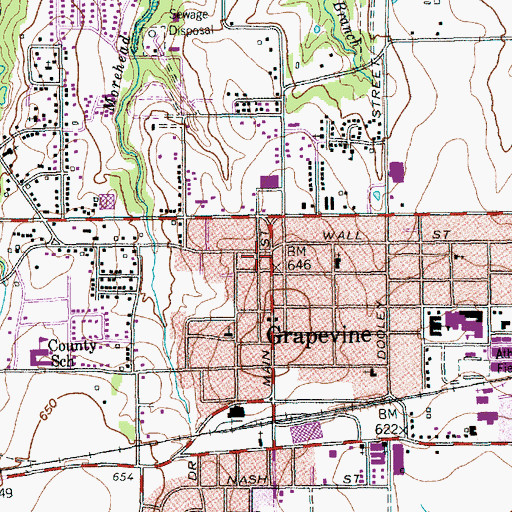 Topographic Map of Grapevine City Hall, TX