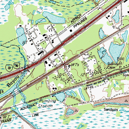 Topographic Map of Rose City City Hall, TX