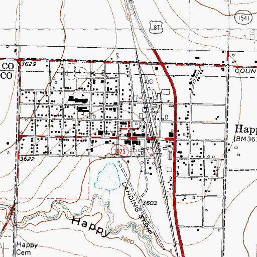 Topographic Map of Happy City Hall, TX