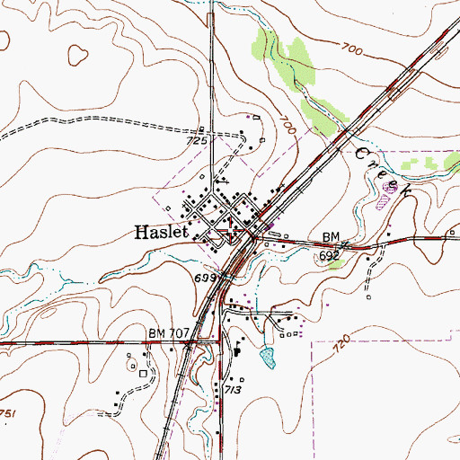 Topographic Map of Haslet City Hall, TX