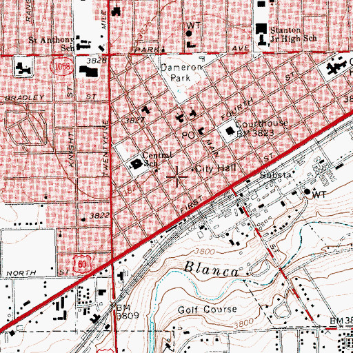 Topographic Map of Hereford City Hall, TX
