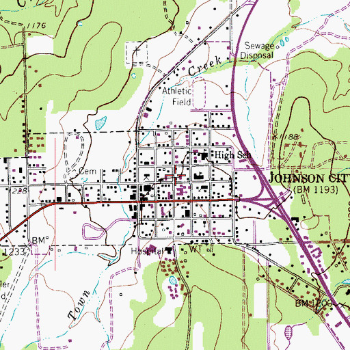 Topographic Map of Johnson City City Hall, TX