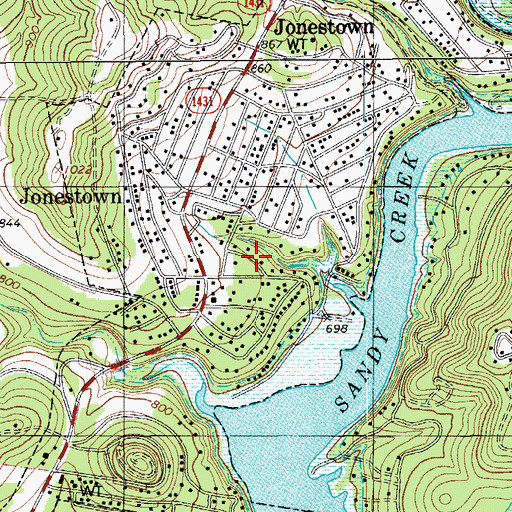 Topographic Map of Jonestown Municipal Offices, TX