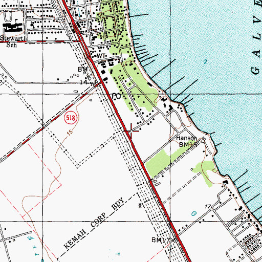 Topographic Map of Kemah City Hall, TX
