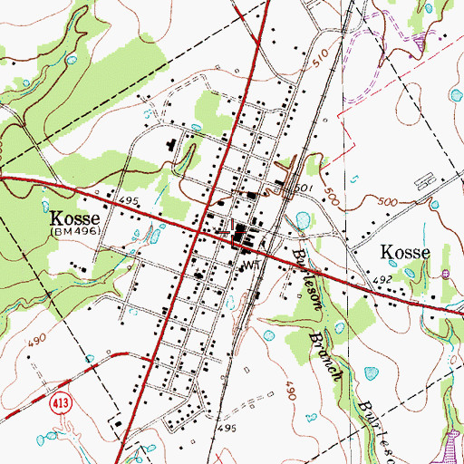 Topographic Map of Kosse City Hall, TX