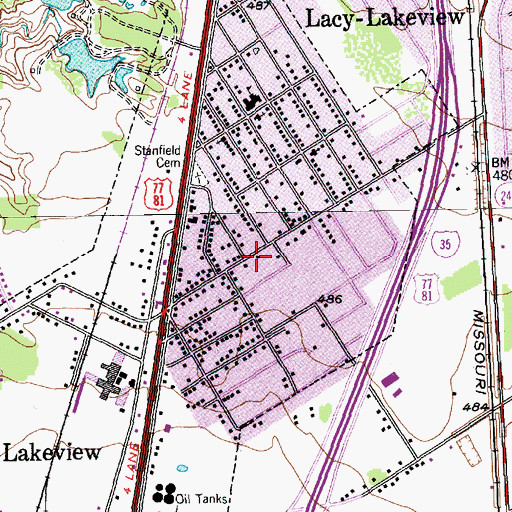 Topographic Map of Lacy Lakeview City Hall, TX