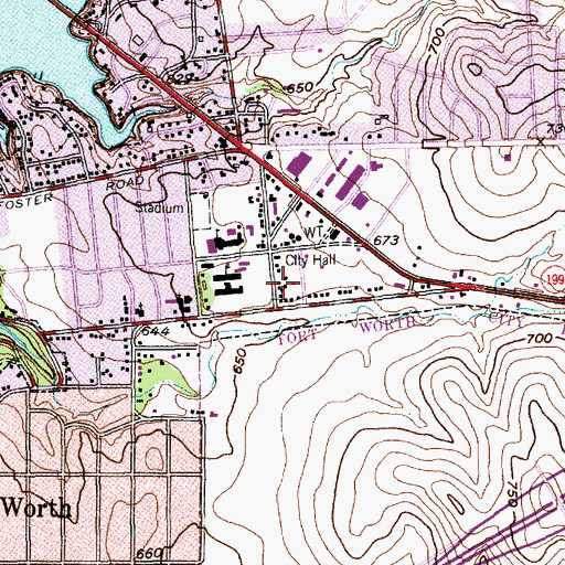 Topographic Map of Lake Worth City Hall, TX