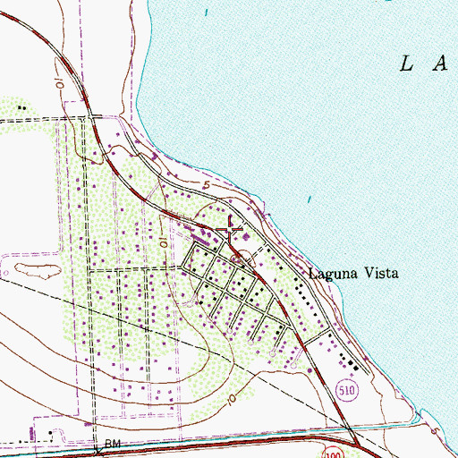 Topographic Map of Laguna Vista Town Hall, TX